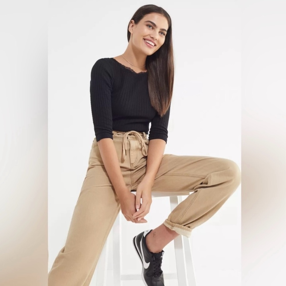 EUC BDG Drawstring High Waisted tan jeans